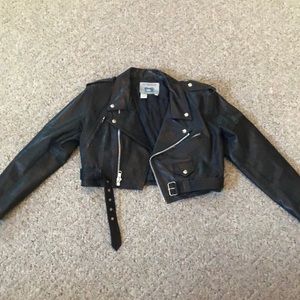 Black Leather Crop Jacket
